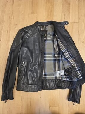 Belstaff Outlaw Waxed Leather Cafe Racer Jacket Black Italy US34 IT44 XS